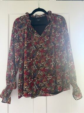 VICI Multi-Color Floral Tie-Neck Blouse